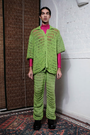 COIL HAND KNITTED PANTS IN LIME