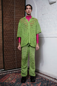 COIL HAND KNITTED PANTS IN LIME