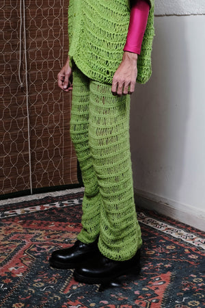 COIL HAND KNITTED PANTS IN LIME