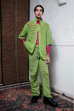 COIL HAND KNITTED SHIRT IN LIME