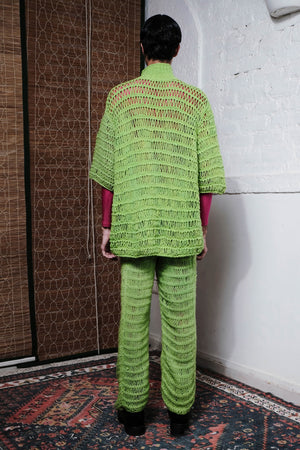 COIL HAND KNITTED PANTS IN LIME