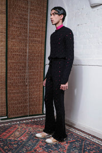 CABLE HAND KNITTED PANTS IN BLACK
