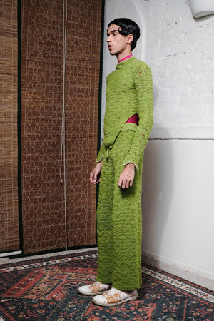 KNOT TIE LOOP PANTS IN LIME
