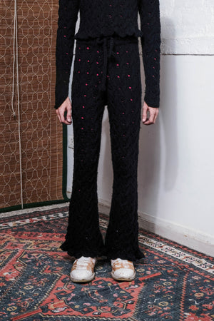 CABLE HAND KNITTED PANTS IN BLACK