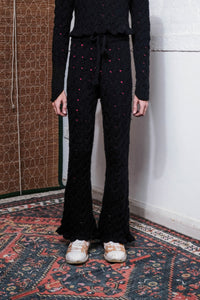 CABLE HAND KNITTED PANTS IN BLACK