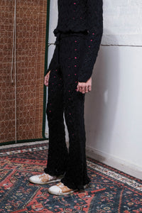 CABLE HAND KNITTED PANTS IN BLACK