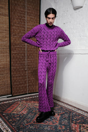 CABLE HAND KNITTED  PANTS