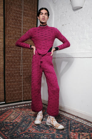 KNOT TIE LOOP PANTS IN MAGENTA