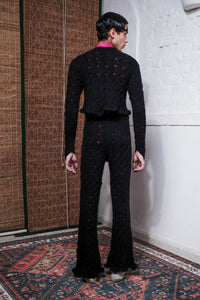CABLE HAND KNITTED PANTS IN BLACK