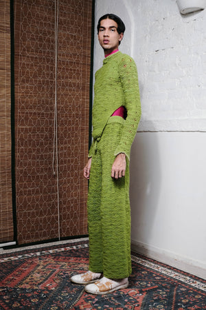KNOT TIE LOOP PANTS IN LIME