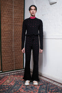 CABLE HAND KNITTED PANTS IN BLACK