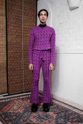 CABLE HAND KNITTED  PANTS