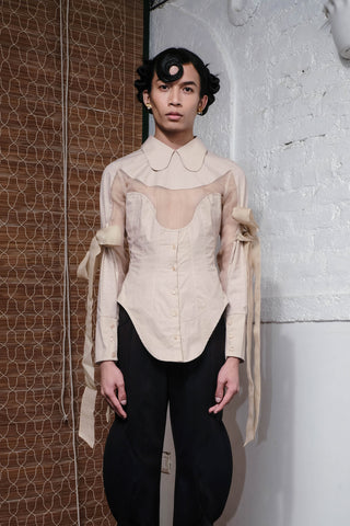 9 TO 9 BOW TIE SHIRT IN NUDE