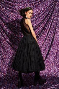 SIREN DRESS WITH DETACHABLE UNDERSKIRT IN BLACK