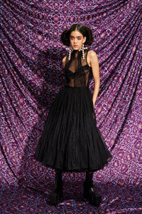 SIREN DRESS WITH DETACHABLE UNDERSKIRT IN BLACK