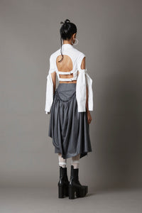 TIE-UP SLEEVE  CROPPED SHIRT