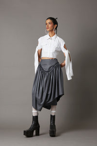 TIE-UP SLEEVE  CROPPED SHIRT