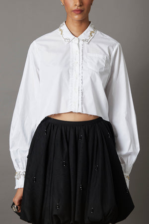 SUMMER CROP EMBROIDERY SHIRT