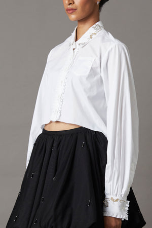 SUMMER CROP EMBROIDERY SHIRT
