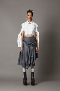 TIE-UP SLEEVE  CROPPED SHIRT