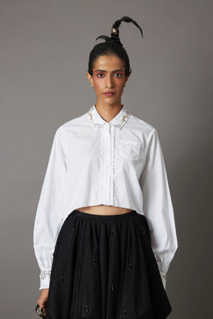 SUMMER CROP EMBROIDERY SHIRT