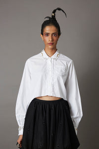 SUMMER CROP EMBROIDERY SHIRT