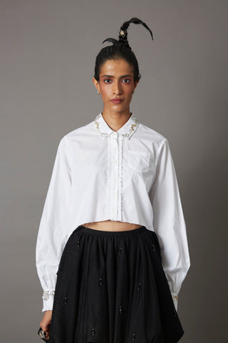SUMMER CROP EMBROIDERY SHIRT