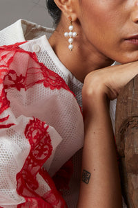 MINI CROSS PEARL EARRINGS