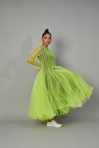 BOTTLEBRUSH TULLE DRESS LIME