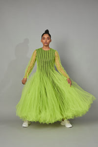 BOTTLEBRUSH TULLE DRESS LIME