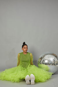 BOTTLEBRUSH TULLE DRESS LIME