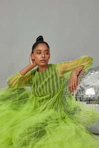 BOTTLEBRUSH TULLE DRESS LIME