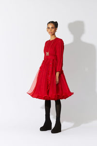 SKYE STRACKE BOTTLEBRUSH ORGANZA DRESS RED