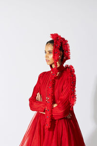 SKYE STRACKE BOTTLEBRUSH ORGANZA DRESS RED