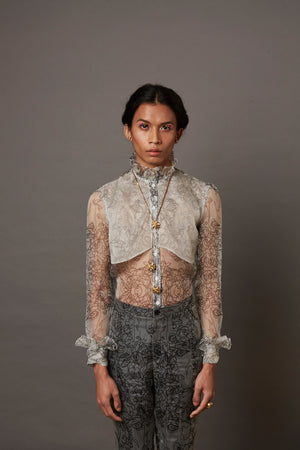 MULTI FACE SHEER SILK SHIRT