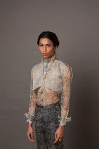 MULTI FACE SHEER SILK SHIRT