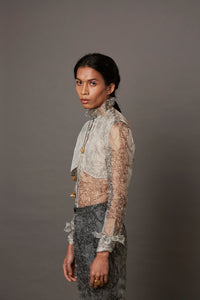 MULTI FACE SHEER SILK SHIRT