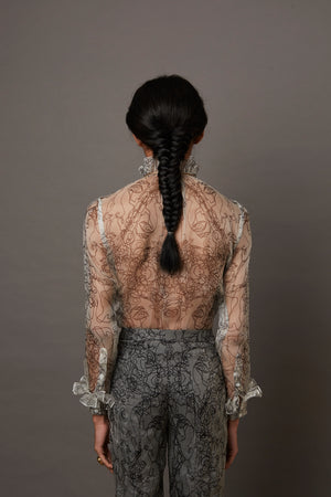 MULTI FACE SHEER SILK SHIRT