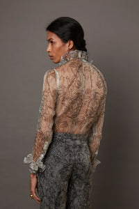 MULTI FACE SHEER SILK SHIRT
