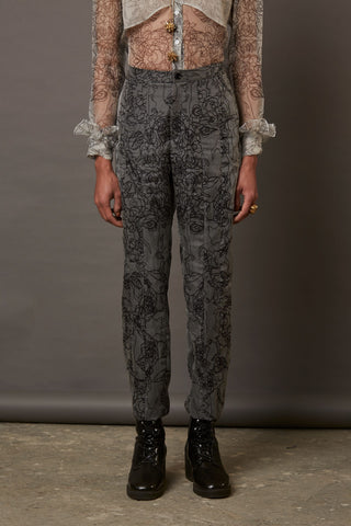 MULTI FACE SILK OVERLAY PANTS IN BLACK