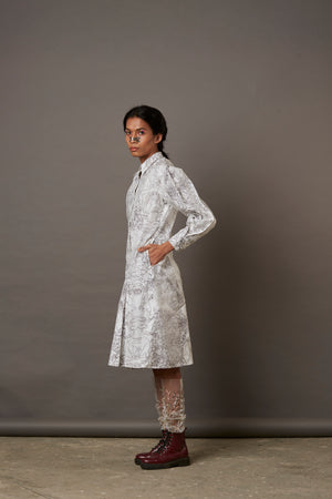 MULTI FACE SILK OVERLAY SHIRT DRESS