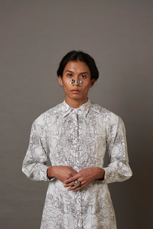 MULTI FACE SILK OVERLAY SHIRT DRESS