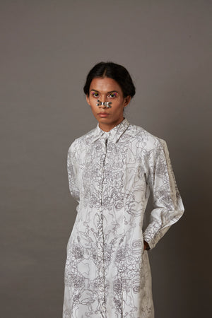 MULTI FACE SILK OVERLAY SHIRT DRESS