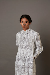 MULTI FACE SILK OVERLAY SHIRT DRESS