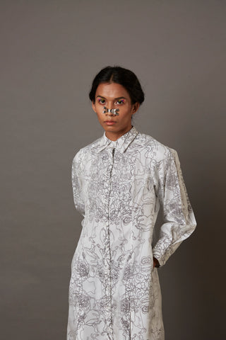 MULTI FACE SILK OVERLAY SHIRT DRESS