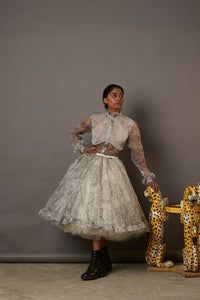 MULTI FACE SHEER SILK SHIRT