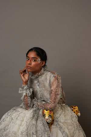 MULTI FACE SHEER SILK SHIRT