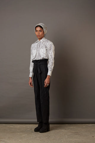 DENIM PANTS WITH TAPE IN GREY