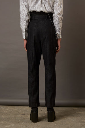 DENIM PANTS WITH TAPE IN GREY