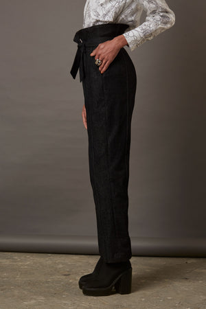 DENIM PANTS WITH TAPE IN GREY